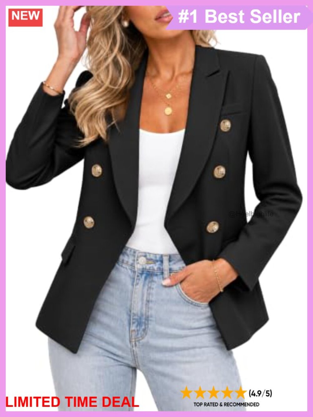 Notch Collar Open Front Blazer Long Sleeve Business Casual Suiting
